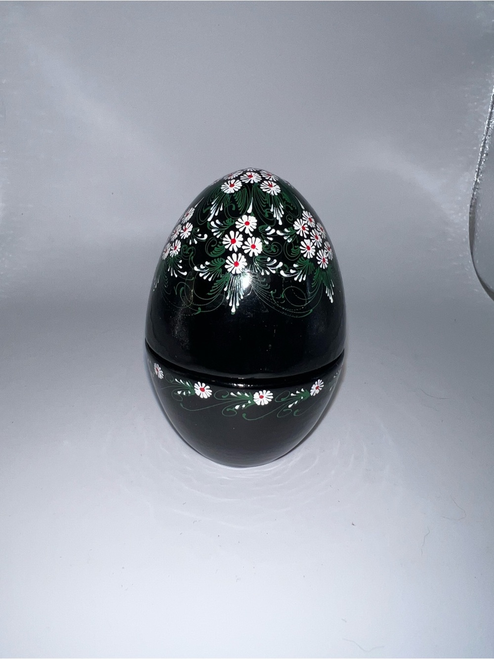 Ukrainian Vintage Hand Painted Egg Trinket Box